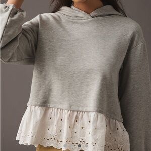 Anthropologie Mauve Eyelet Hoodie Size XL